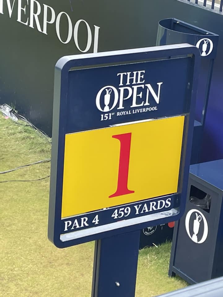 May be an image of golf and text that says 'VERPOOI THE OPEN LIVERPOOL 151" ROYAL 1 459 YARDS PAR'